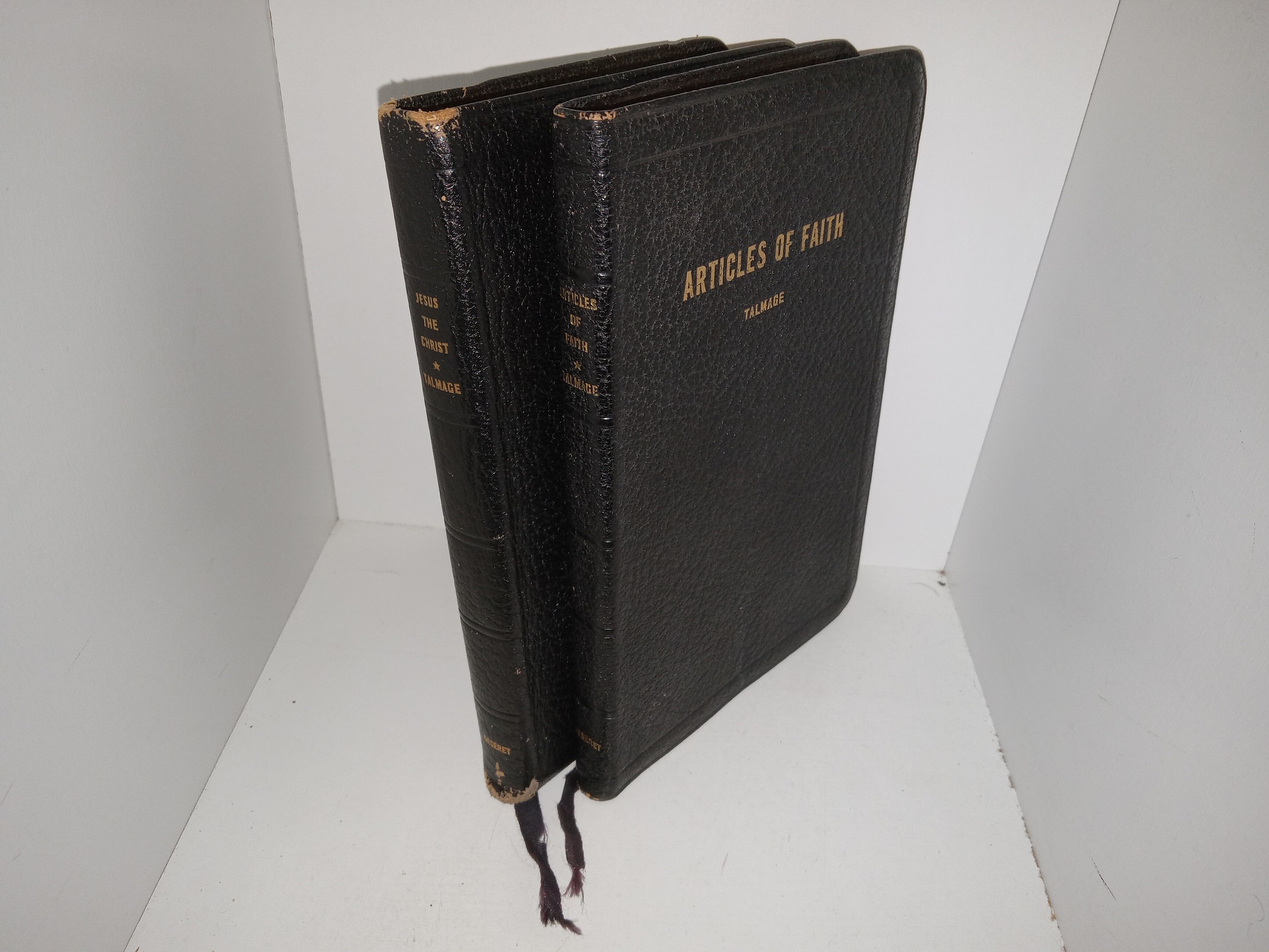 2 LDS, Black Leather Books by James E. Talmage: Jesus the Christ / Articles of Faith (See Details)