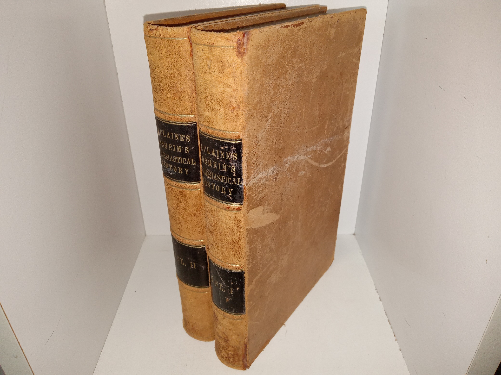 2 Vols. of Maclaine’s Mosheim’s Ecclesiastical History (Suede Leather) (1880) ~ by John Laurence Mosheim, D.D.