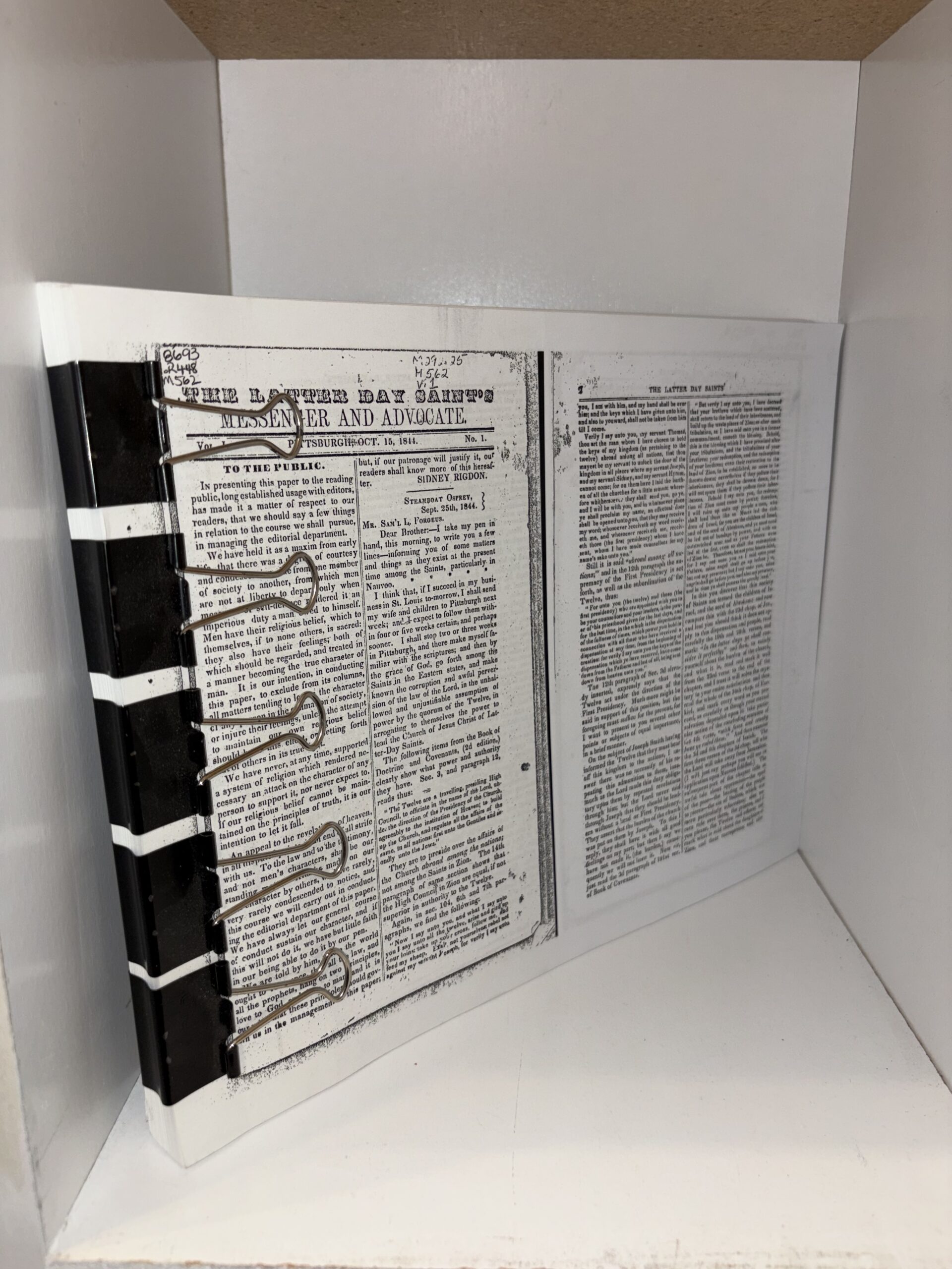 The Latter Day Saints Messenger and Advocate Vol. I No. 1 (Photocopied) – Pittsburgh, Oct. 15, 1844