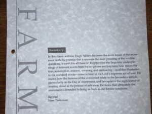 The Meaning of the Atonement Papercopy – Hugh W. Nibley