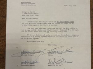 The Improvement Era Signed Letter – April 20, 1959