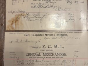 2 ZCMI Receipts from 1896 & 1904