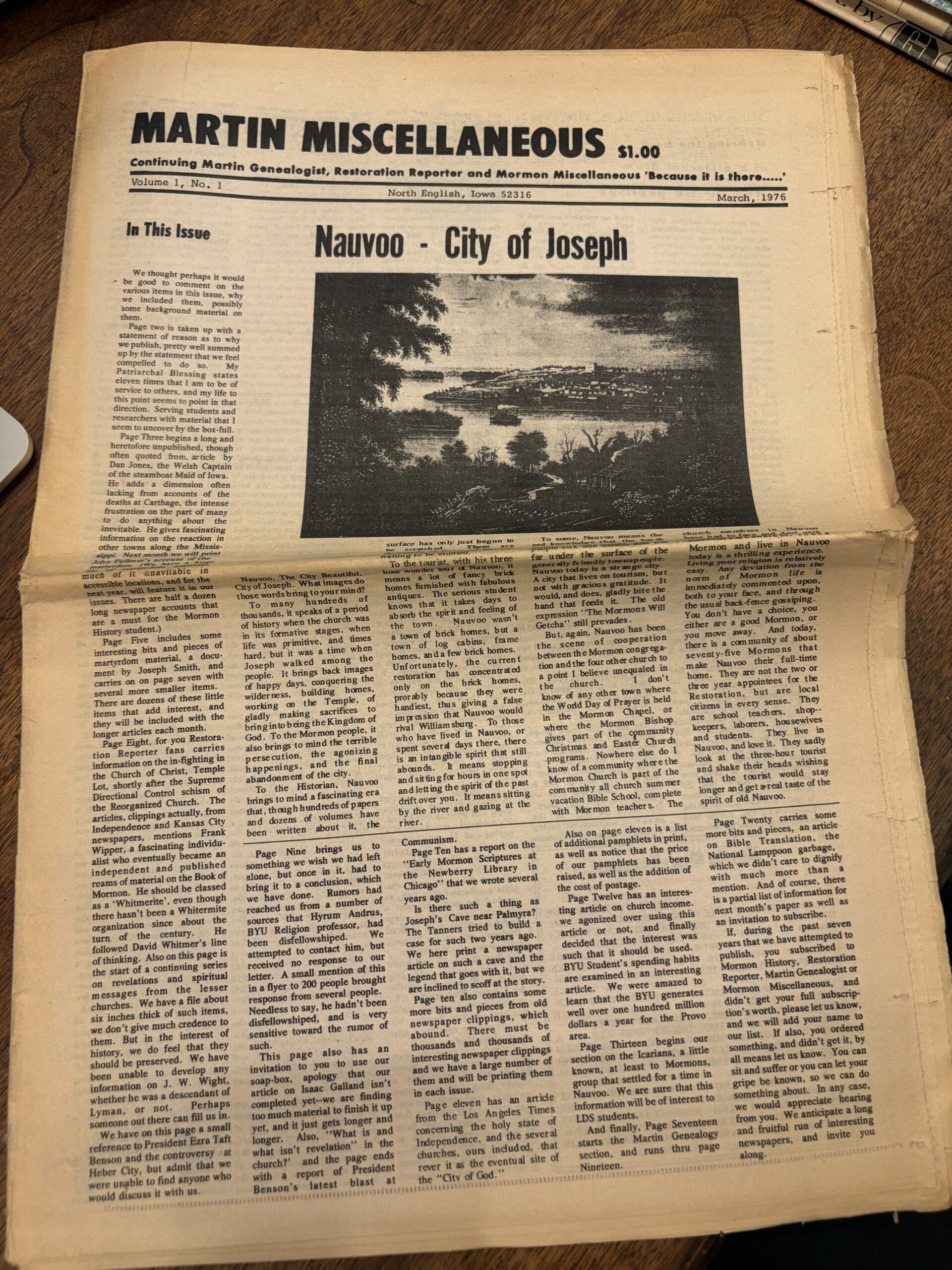 Martin Miscellaneous Volume 1, No. 1 – March, 1976