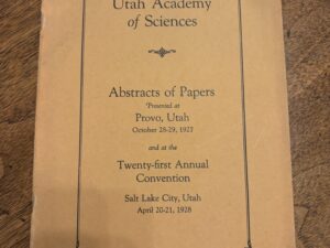 Utah Academy of Sciences – Abstracts of Papers – 1928