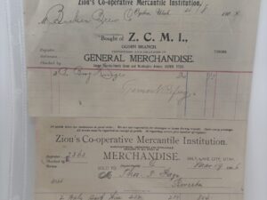 3 Antique ZCMI Receipts circa 1907, 1904, and 1896