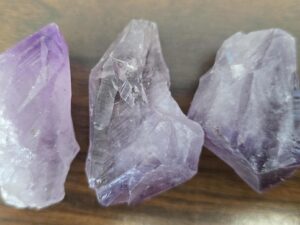 3 Purple-Colored Crystals — About 2 inches long