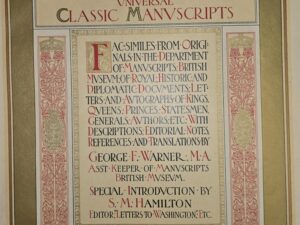 1895 — Universal Classic Manuscripts, Facsimiles from Originals in the Department of Manuscripts, British Museum, London