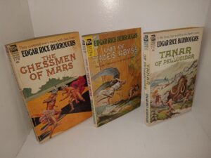 3 Paperback Novels by Edgar Rice Burroughs: The Chessmen of Mars / Out of Time’s Abyss / Tanar of Pellucidar (See Details)