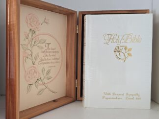 Holy Bible / New American Bible / Our Treasured Memories / White Leather Edition / In Wooden Box