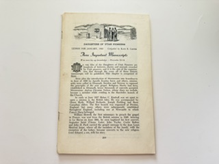 1968- Daughters of Utah Pioneers: Three Important Manuscripts- January 1968- Complied by Kate B. Carter