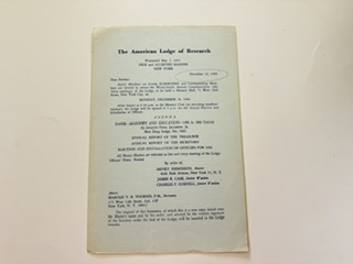 1931- The American Lodge of Research- December 10, 1964