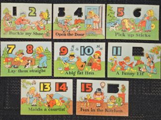 8 Old Cardboard Puzzles — For Teaching Children to Count — Some Missing Pieces