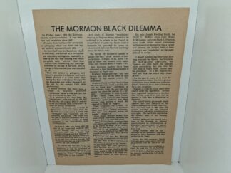 The Mormon Black Dilemma (Unknown Publishing Date) ~ Unknown Author
