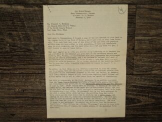 Typed Letter to LDS Author, Francis W. Kirkham from LDS Author Dale L. Morgan (1948)