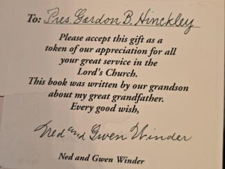 John R. Winder: Member of the First Presidency, Pioneer, Temple Builder, Dairyman By Michael K. Winder — Inscribed to Pres. Gordon B. Hinckley