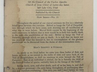 We Lived Before We were Born KSL radio address (No. 21) by Dr. James E. Talmage May 25, 1930