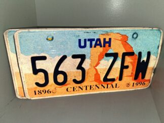 2 Copies of a Utah License Plate: 563 ZFW