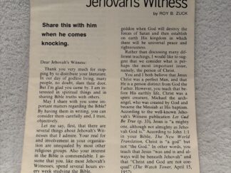 Letter to A Jehovah's Witness ~ Roy B. Zuck